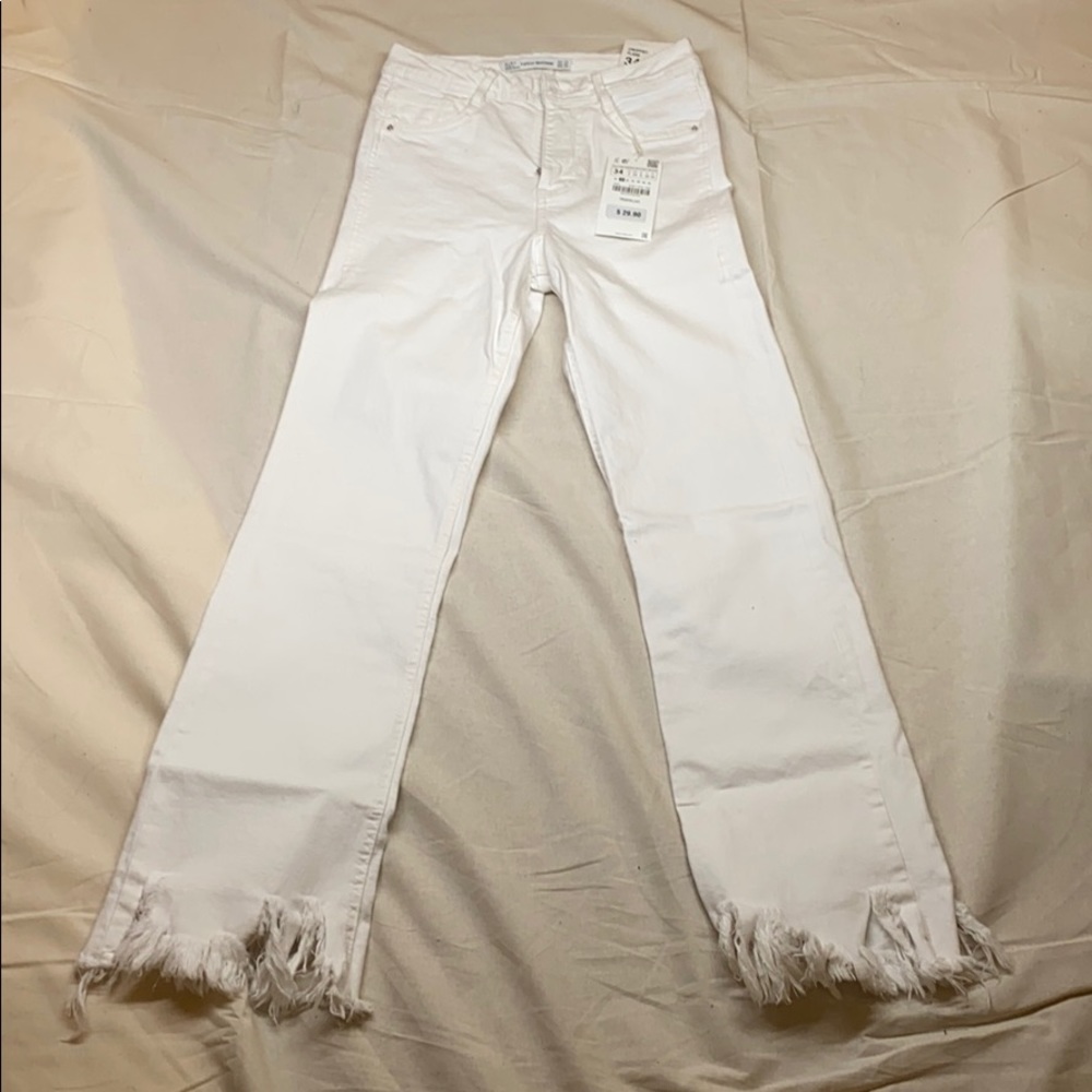 NWT Zara white denim flared jeans